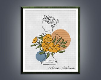 Cross stitch pattern Antique Woman I modern embroidery Minimalist pattern counted cross stitch pdf instant download