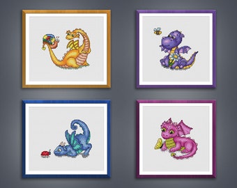 Cross stitch pattern Dragon cross stitch pattern Embroidery chart pdf instant download