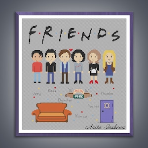 Cross stitch pattern Friends sampler modern embroidery pattern counted cross stitch pdf instant download