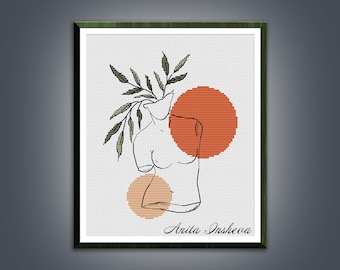 Cross stitch pattern Antique Woman II modern embroidery Minimalist pattern counted cross stitch pdf instant download