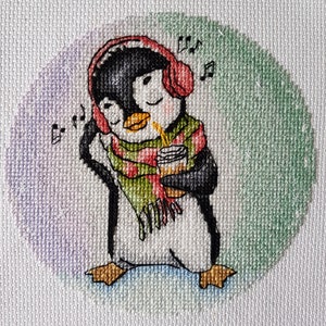 Cross stitch pattern Music Lover Penguin cross stitch pattern modern embroidery chart counted cross stitch pdf instant download image 3