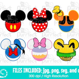Mouse Friends Heads Bundle SVG, Digital Cut Files in svg, dxf, png and jpg, Printable Clipart
