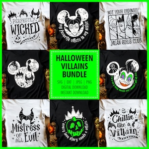 Halloween Mouse Villains SVG Bundle Drink Party Magical Vacation Trick Treat Sublimation Designs Instant Digital Download svg dxf jpeg png