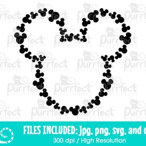 Mouse Heads Monogram SVG, Digital Cut Files in svg, dxf, png and jpg, Printable Clipart, Instant Download