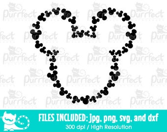 Mouse Heads Monogram SVG, Digital Cut Files in svg, dxf, png and jpg, Printable Clipart, Instant Download