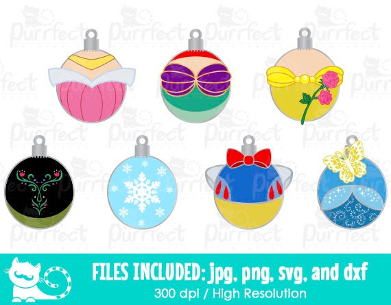 Download Disney Princesses Christmas Decorations Ornaments Svg Disney Etsy