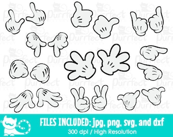 Mouse Hands SVG Bundle Pack, Digital Cut Files in svg, dxf, png and jpg, Printable Clipart, Instant Download