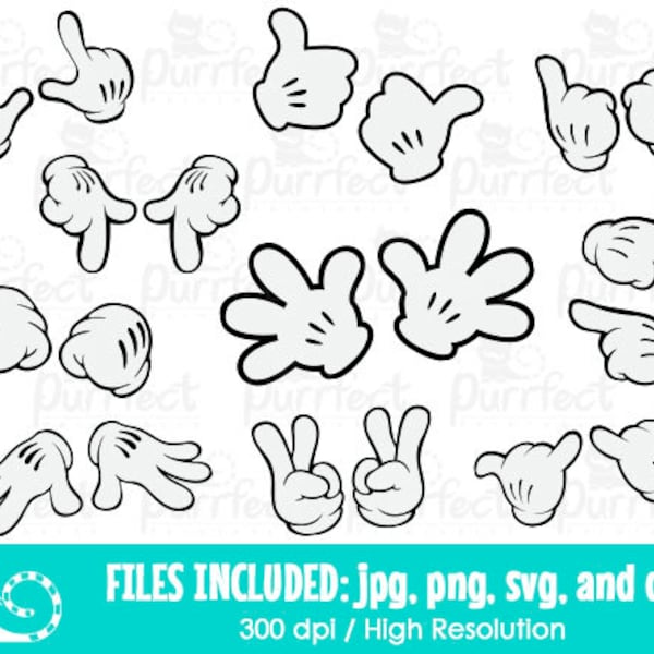 Mouse Hands SVG Bundle Pack, Digital Cut Files in svg, dxf, png and jpg, Printable Clipart, Instant Download