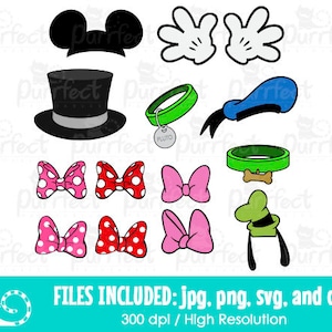 Mouse and Friends Things SVG Bundle Pack, Digital Cut Files in svg, dxf, png and jpg, Printable Clipart, Instant Download