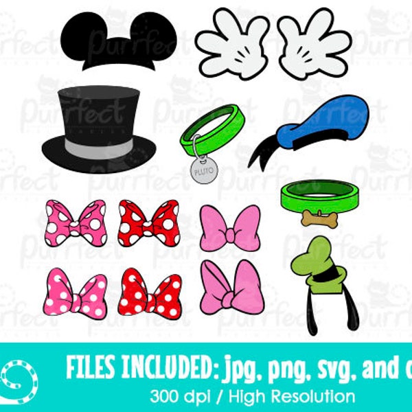 Mouse and Friends Things SVG Bundle Pack, Digital Cut Files in svg, dxf, png and jpg, Printable Clipart, Instant Download