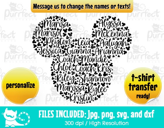Mouse Monogram Names Around Head FAMILY SVG Mouse Monogram | Etsy