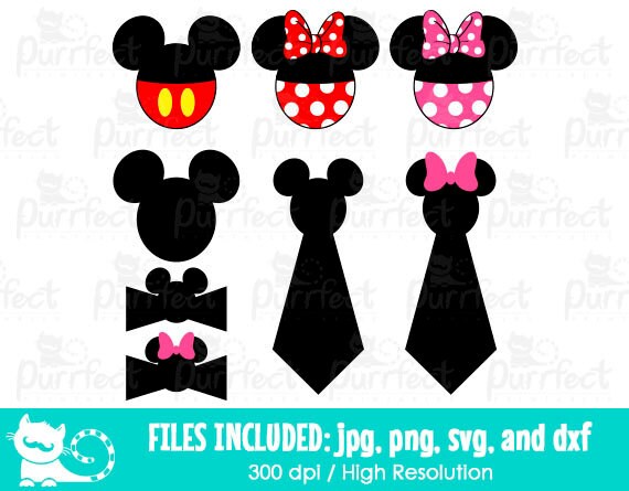 Download Mickey And Minnie Bow And Ties Svg Disney Mickey And Minnie Etsy