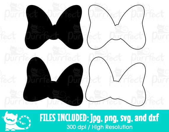 Minnie Mouse Bow Outline Silhouette Svg Disney Minnie Mouse Bow Svg Disney Digital Cut Files In Svg Dxf Png And Jpg Printable Clipart