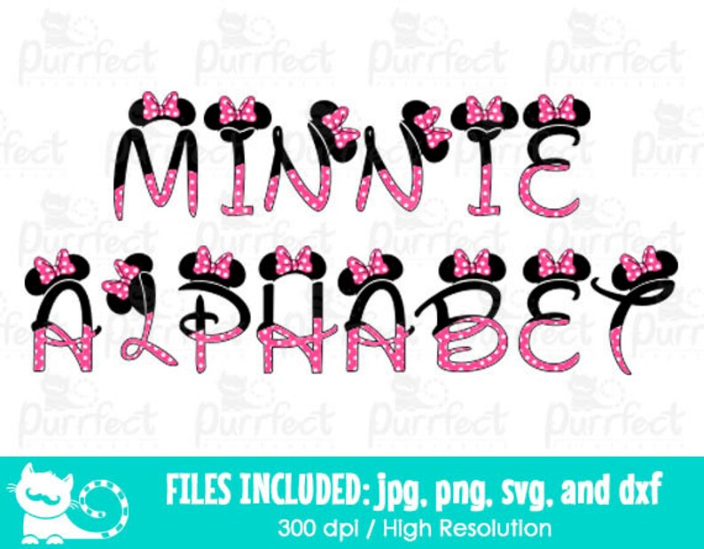 minnie mouse alphabet svg png and jpg minnie mouse letters svg dxf disney digital cut files in svg printable clipart visual arts collage sheets lifepharmafze com
