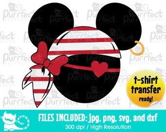 Minnie Mouse Cute Pirate Girl Ver 2 SVG, Digital Cut Files in svg, dxf, png and jpg, Printable Clipart