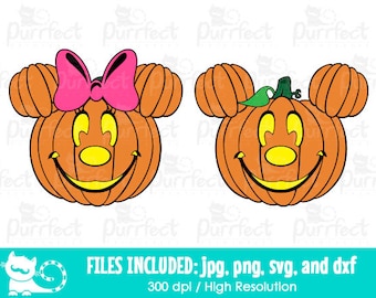 Mouse Pumpkin Face SVG, Halloween Pumpkin SVG, Digital Cut Files in svg, dxf, png and jpg, Printable Clipart, Instant Download