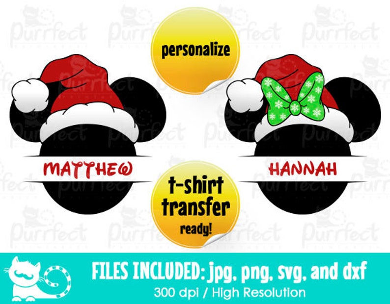 Download Mickey and Minnie Christmas Hat Name MONOGRAM SVG Disney ...