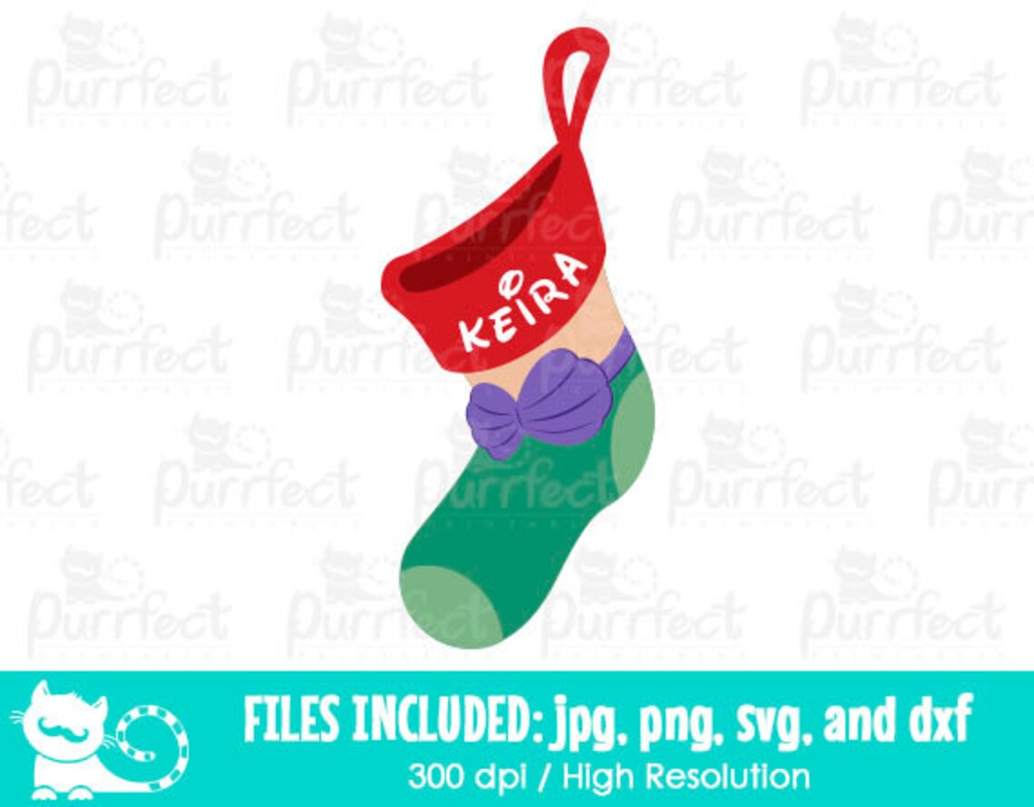 Download Disney Ariel of Little Mermaid Christmas Stocking SVG ...