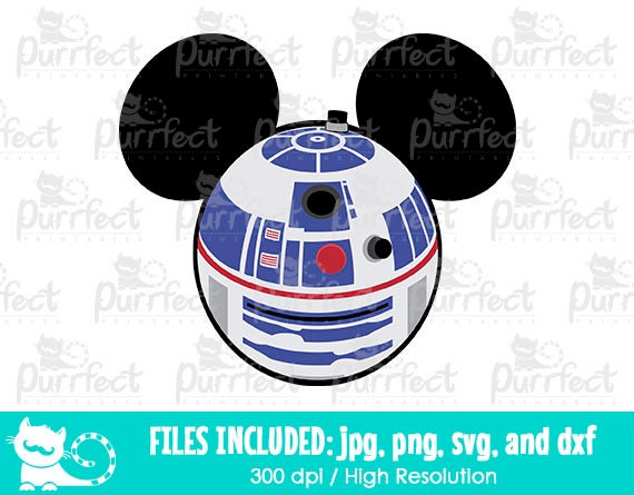 Mickey Head R2D2 SVG Digital Cut Files 