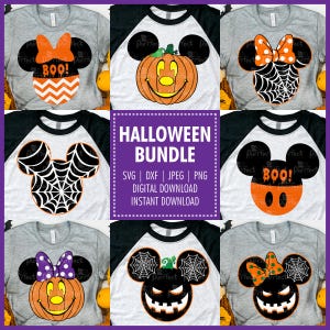 Mouse Pumpkin Halloween SVG Bundle, Let&#39;s Trick or Treat Down Main Street, Not So Scary Spooky Vibes Sublimation PNG, Instant Download