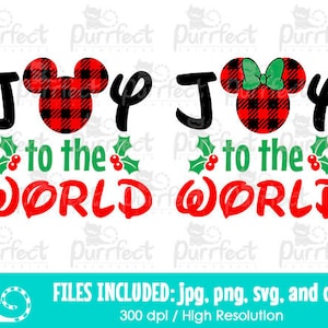 BUNDLE Joy To The World SVG, Mouse Castle Family Holiday Vacation, Digital Cut Files svg dxf jpeg png, Printable Clipart, Instant Download