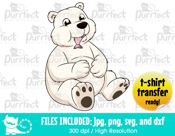 Download Cute Bear With Fish Polar Bear Svg Digital Cut Files In Svg Etsy