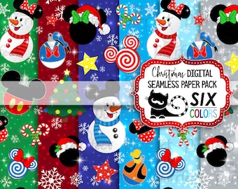 Digital Paper Pack, Mouse Christmas Paper, Seamless Pattern Prints, Scrapbooking Paper Patterns, Instant Download, Paper Pack JPEG File