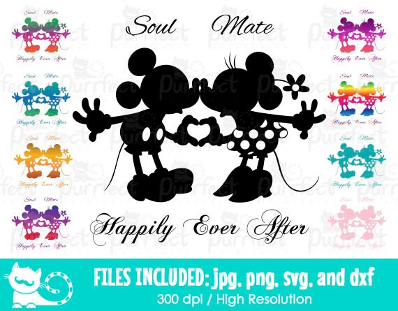 Disney Mickey And Minnie Kissing Happily Ever After Svg Etsy