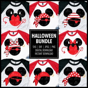 Halloween Mouse Pirate SVG Bundle, Not So Scary Halloween Party Sublimation PNG, Family Trip Instant Digital Download svg dxf jpeg png