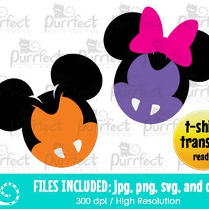 Mickey and Minnie Halloween Vampire SVG, Digital Cut Files in svg, dxf, png and jpg, Printable Clipart