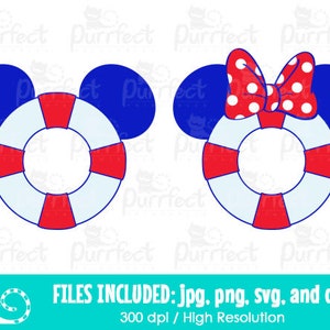 Mouse Cruise Lifesaver SVG, Ship Ferry Cruise SVG, Digital Cut Files in svg, dxf, png and jpg, Printable Clipart, Instant Download