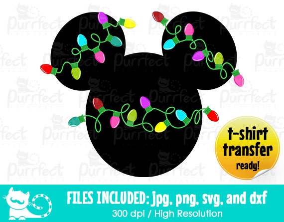 Download Mickey Christmas PINK Lights Entangled Black SVG Christmas ...