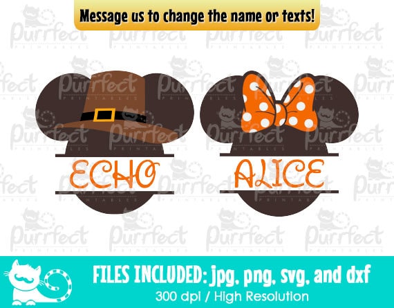 Download Mickey Minnie Thanksgiving Split Monogram Custom Name Svg Etsy