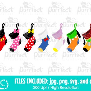 Mouse Friends Christmas Stockings Design SVG Bundle Pack, Digital Cut Files in svg, dxf, png and jpg, Printable Clipart, Instant Download