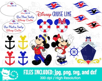 Family Vacation Trip Mouse Cruise Bundle Design SVG, Cruise Line SVG, Digital Cut Files in svg, dxf, png and jpg, Printable Clipart