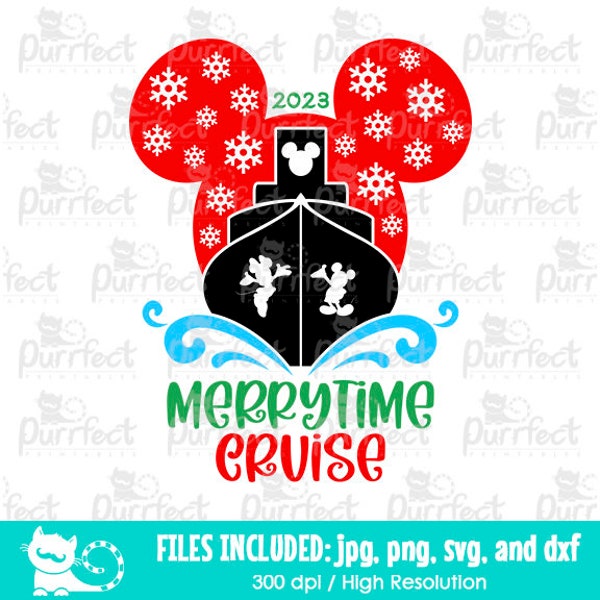 Merrytime Cruise Christmas Mouse Boy SVG, Family Vacation Trip Shirt, Digital Cut Files svg dxf jpeg png, Printable Clipart Instant Download