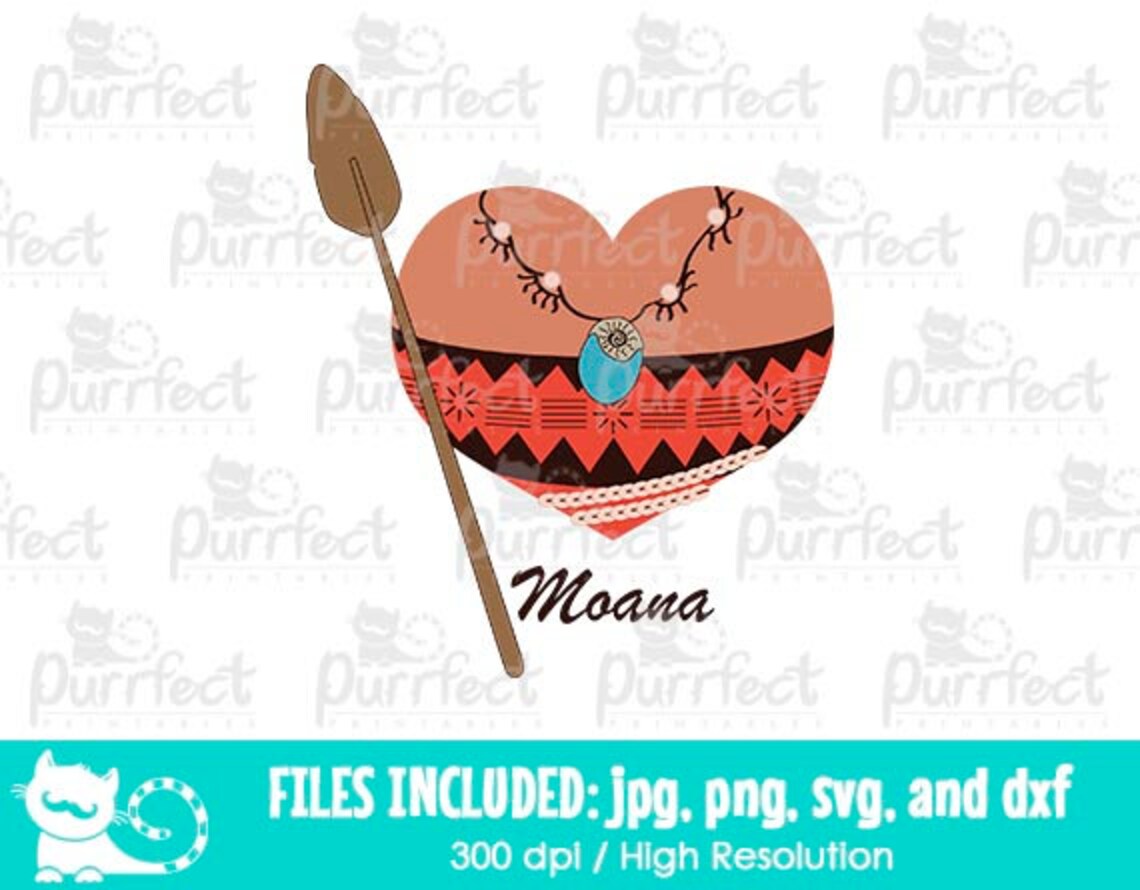 Valentines Princess-Dressed Heart Moana SVG Digital Cut Files | Etsy
