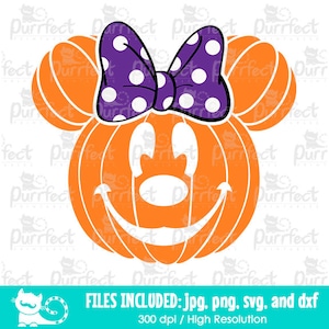 Pumpkin Girl SVG, Pumpkin Mouse Head Ears svg, Halloween Fall Kids Shirt Design svg dxf png jpg, Printable Clipart, Instant Digital Download