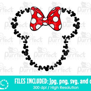 Muiskoppen Monogram Bow SVG, Digital Cut Files in svg, dxf, png en jpg, Afdrukbare Clipart, Instant Download