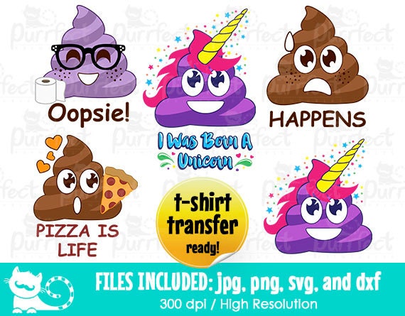 Cute Poop Bundle Pack SVG, Cute Unicorn Poop Bundle SVG, Digital Cut Files  in Svg, Dxf, Png and Jpg, Printable Clipart - Etsy
