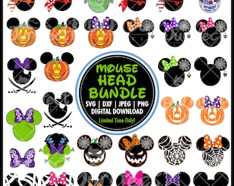 Halloween Mouse Heads SVG Bundle Family Castle Trip Sublimation Cartoon Printable Designs Clipart Instant Digital Download svg dxf jpeg png