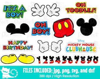 Mouse Head and Body SVG, Mouse Party Props SVG, Digital Cut Files in svg, dxf, png and jpg, Printable Clipart