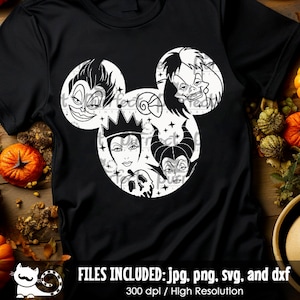 Mouse Head Villains SVG, Halloween Mouse Shirt svg, Villain Shirt svg, Drink Party svg, Cut Files svg dxf jpeg png, Instant Digital Download