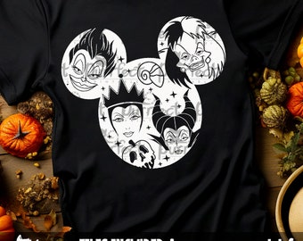 Villanos cabeza de ratón SVG, Camisa de ratón de Halloween svg, Camisa de villano svg, Fiesta de bebida svg, Archivos cortados svg dxf jpeg png, Descarga digital instantánea
