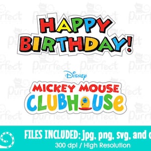 Mouse Birthday Clubhouse SVG, file di taglio digitale in formato svg, dxf, png e jpg, clipart stampabili, download immediato