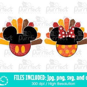 Mouse Thanksgiving Turkey Theme SVG, Fall Autumn 2023 SVG, Digital Cut Files in svg, dxf, png and jpg, Printable Clipart