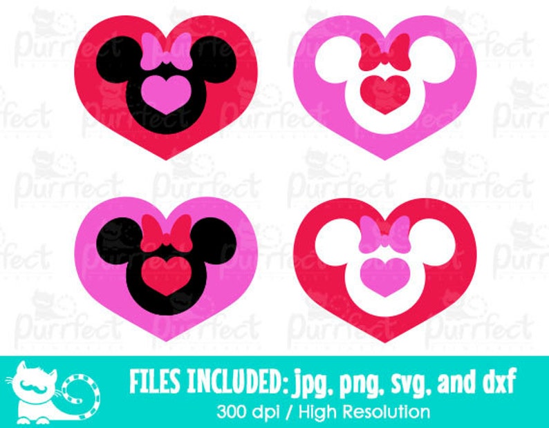 Download Valentines Minnie with Bow Love Hearts Bundle SVG Disney | Etsy