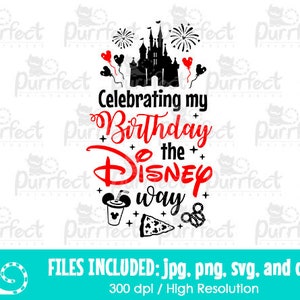 Festeggiando il mio compleanno The Mouse Way SVG, Cute Mouse Shirt, Digital Cut Files in svg, dxf, png e jpg, Clipart stampabile, Download istantaneo