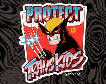 Protect Trans Kids Comic Book Hand-Lettering Homage Sticker