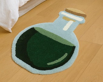Ręcznie robiony dywanik z frędzlami w kształcie butelki z miksturą – Dungeons and Dragons Gamer Decor